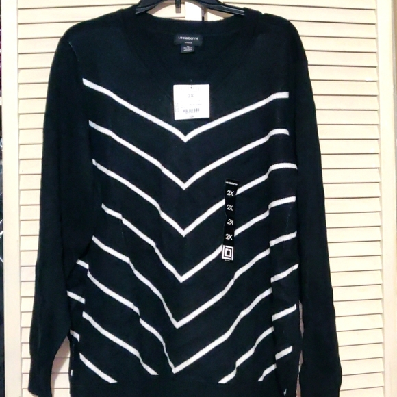 Liz Claiborne Long Sleeve Chevron Sweater - Plus - Picture 4 of 9